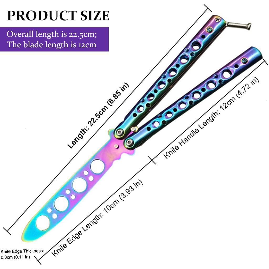 Proberos Butterfly Knives Trainer with O-Ring Latch for Beginner, Children, Butterfly Knives Lover & More, Balisong Trainer with Unsharpened Blade for Practicing Flipping Tricks(Colorful) Proberos Butterfly Knives Trainer with O-Ring Latch for Beginner, Children, Butterfly Knives Lover & More, Balisong Trainer with Unsharpened Blade for Practicing Flipping Tricks(Colorful)